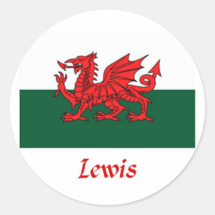 Lewis Welsh Flagga Runt Klistermärke