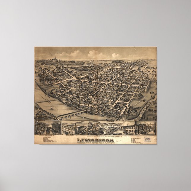 Lewisburgh, Pennsylvania (1884) Canvastryck (Framsida)