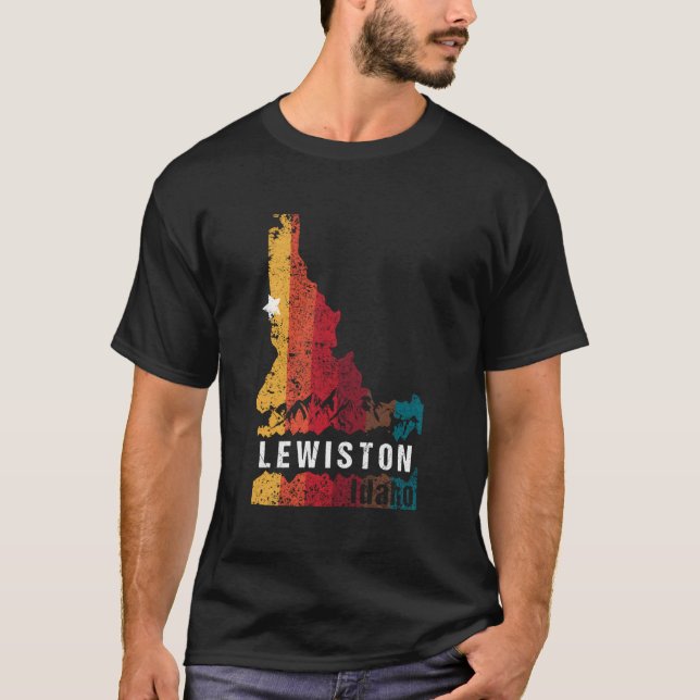 Lewiston Idaho Retro Grunge State Karta Novelty Gr T Shirt (Framsida)