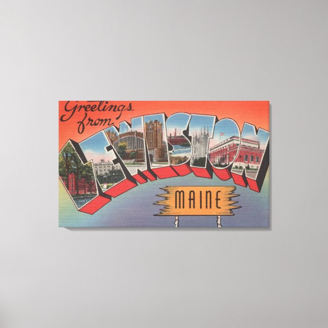 Lewiston, Maine - Large Brev Scenes Canvastryck (Framsida)