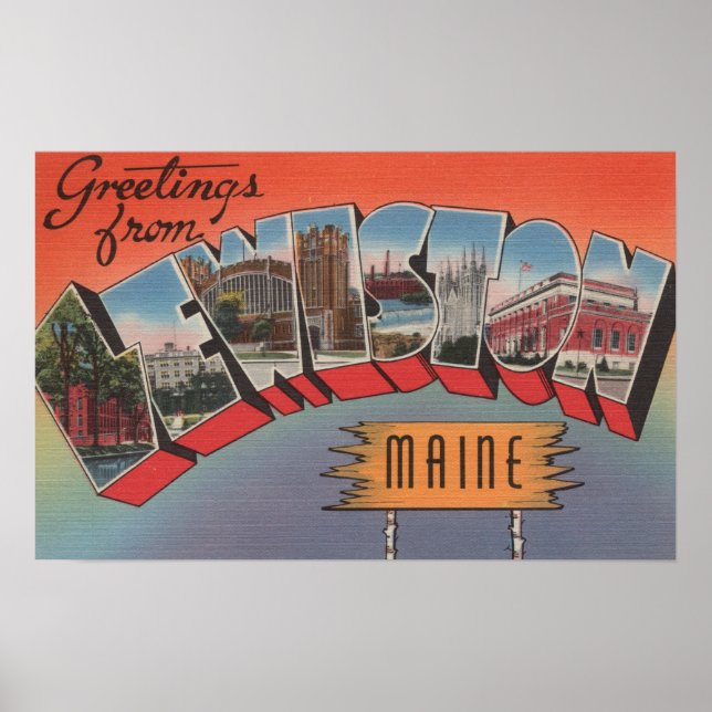 Lewiston, Maine - Large Brev Scenes Poster (Framsidan)