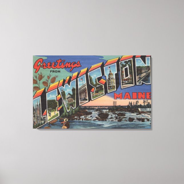 Lewiston, Maine (River Scene) Canvastryck (Framsida)