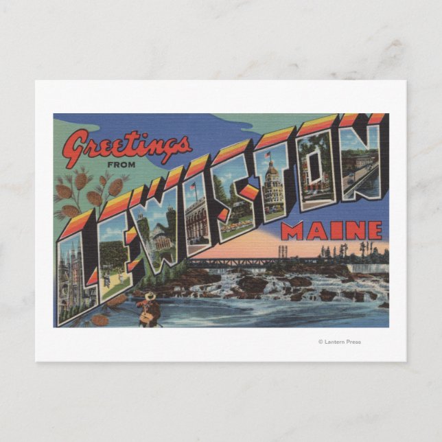 Lewiston, Maine (River Scene) Vykort (Framsida)