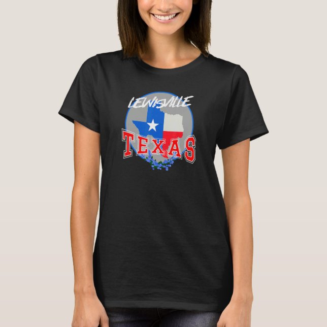 Lewisville Texas in Red  White  and Blue Bonnet Fl T Shirt (Framsida)