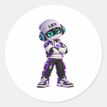 Lex Cool Futuristisk AI Robot Karaktär Klistermärk