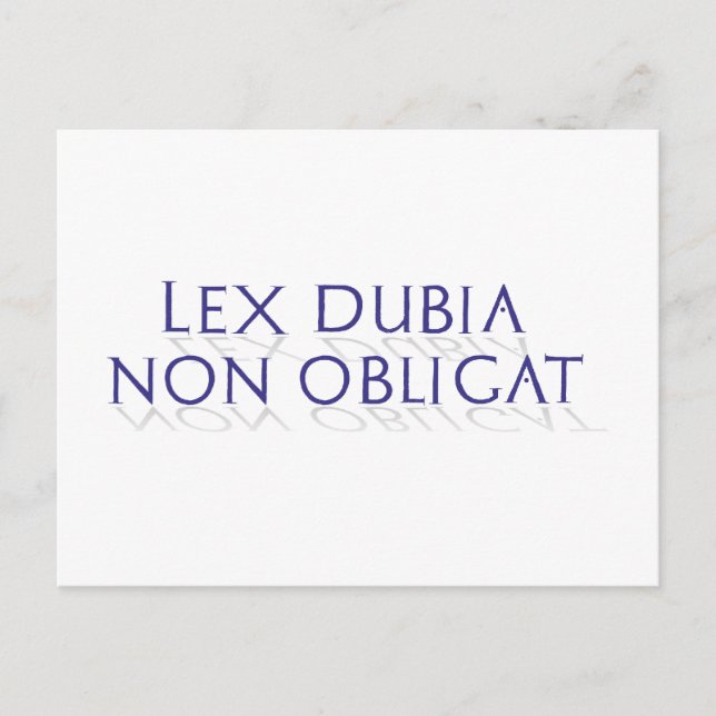 lex dubia non obligat vykort (Framsida)