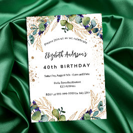 Lexet från Eucalyptus greenery glitter guld Inbjudningar