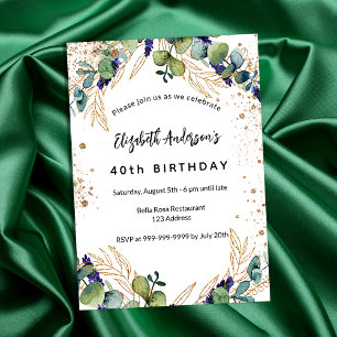 Lexet från Eucalyptus greenery glitter guld Inbjudningar