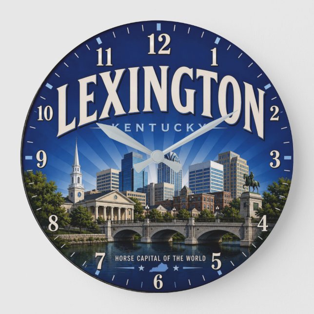 Lexington Kentucky Bluegrass State City Decor Stor Klocka (Framsida)