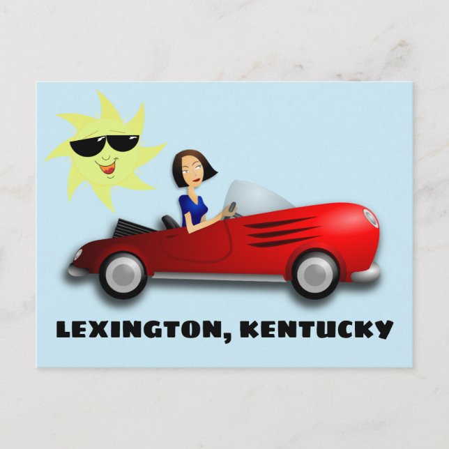 LEXINGTON, KENTUCKY GIRL IN CAR ART Postcards Vykort (Framsida)