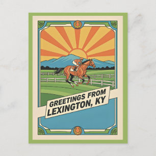 Lexington Kentucky Hästkapplöpningsstil Vykort