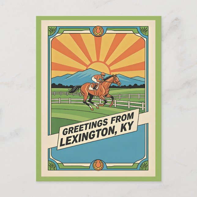 Lexington Kentucky Hästkapplöpningsstil Vykort (Framsida)