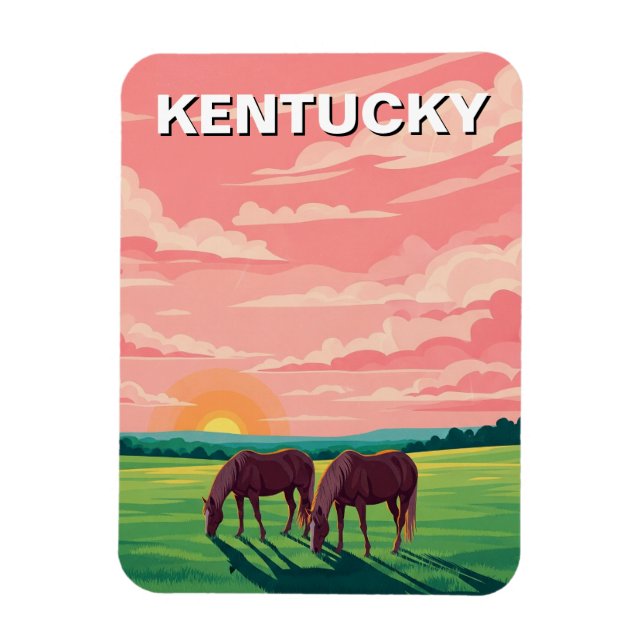 Lexington Kentucky Postcard Horse Farm Magnet (Vertikal)