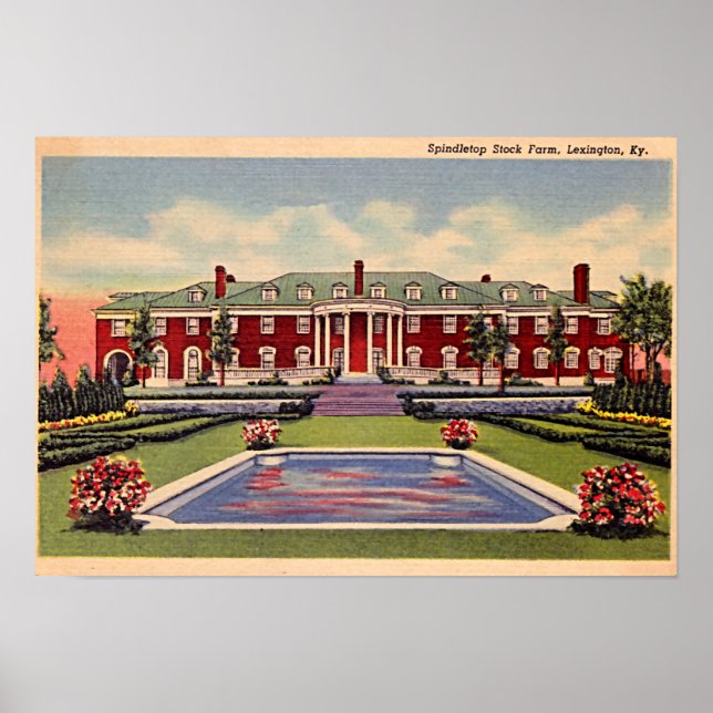 Lexington Kentucky Spindletop Lagrar Farm Poster (Framsidan)