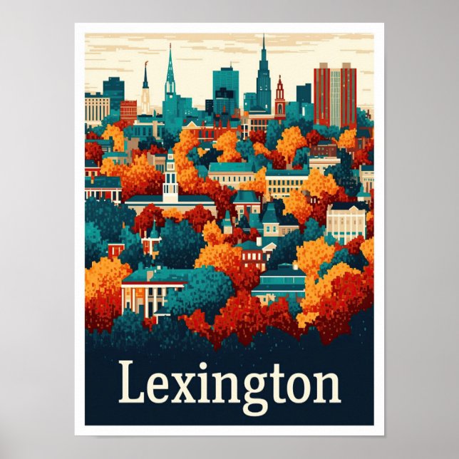 Lexington Kentucky USA Vintage resor Illustration Poster (Framsidan)