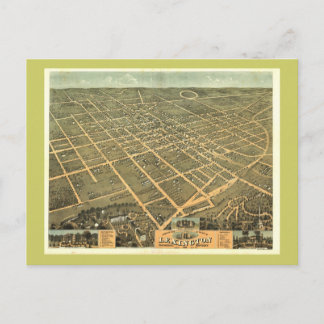 Lexington KY 1871 Antique Panoramic Karta Vykort