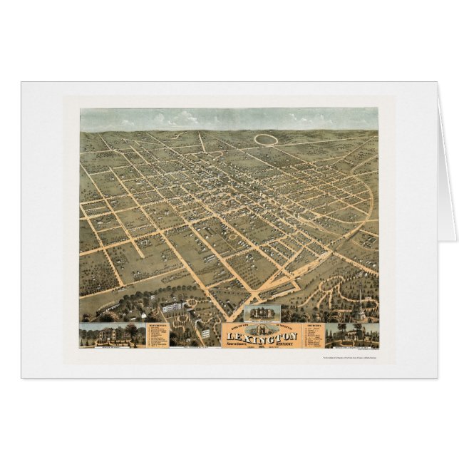 Lexington KY panorama- karta - 1871 Hälsningskort (Framsidan Horizontal)