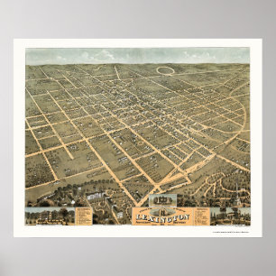 Lexington, KY Panoramic Karta - 1871 Poster