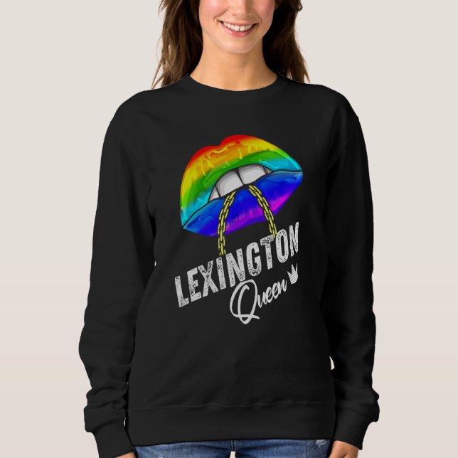 Lexington Queen Lgbtq Gay pride Flagga Läppar Rain T Shirt (Framsida)