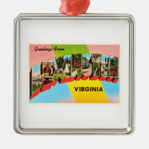 Lexington Virginia VA gammal vintage resorVykort Julgransprydnad Metall