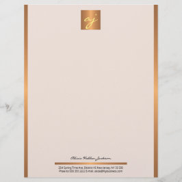 Lexurfeminin,  rosa, guld monogram av kopparkoppar brevhuvud