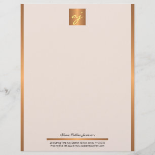 Lexurfeminin,  rosa, guld monogram av kopparkoppar brevhuvud