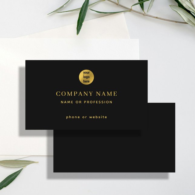 Lexury Black Guld minimal Business Logotyp Contact Visitkort (Luxury Black Gold Minimal Business Logo Contact Business Card)