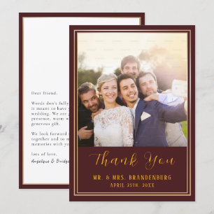 Lexury Burgundy & Guld Ram Photo Tackto You Card Tack Kort