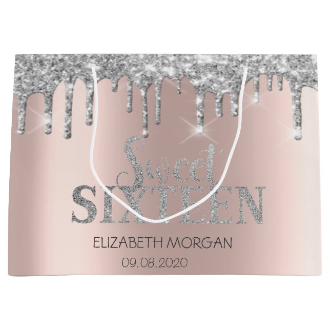 Lexury Glitter Silver Drips Ro Guld Sweet 16 (Framsidan)