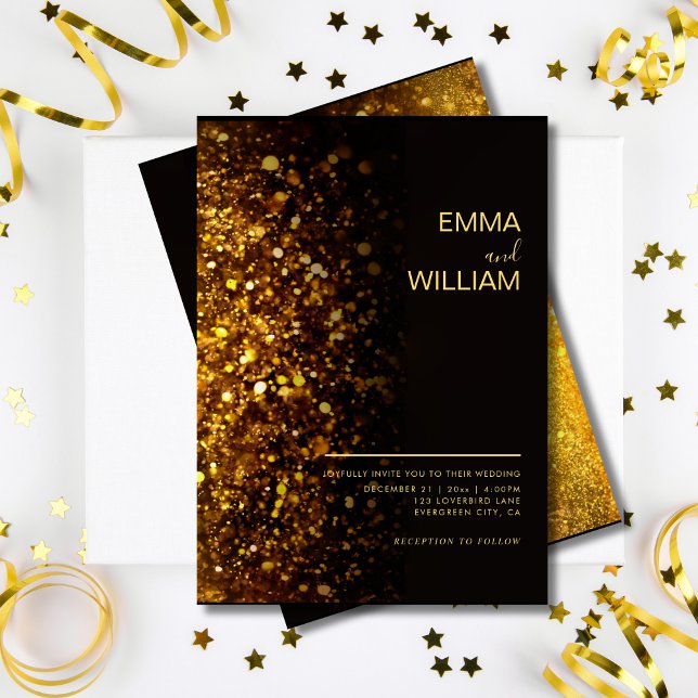 Lexury Guld Glitter - minimalistisk modern Bröllop Inbjudningar (Luxury Gold Glitter Minimalist Modern Wedding Invitation )