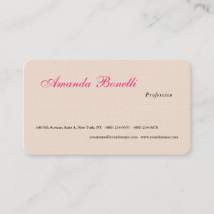 Lexury Linen Champagne Rosa Plain Minimalist Visitkort