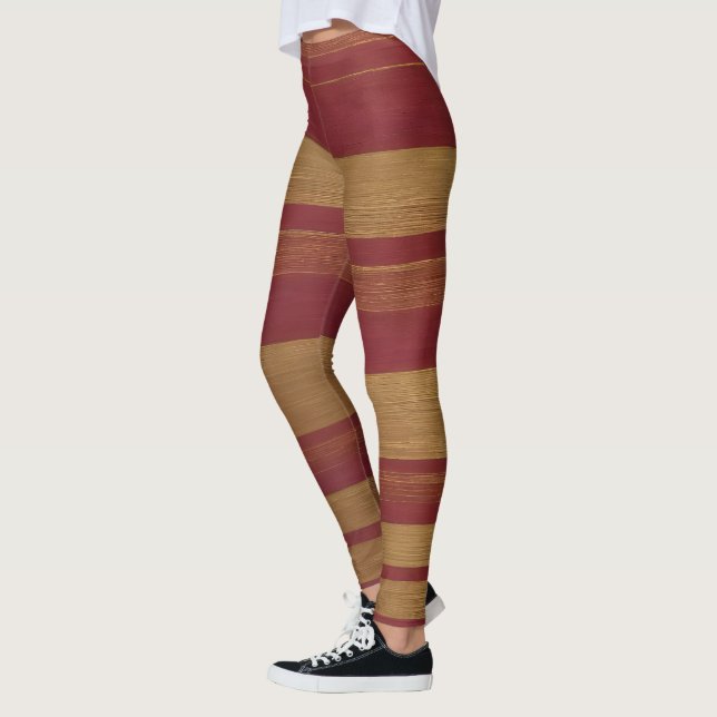 Lexury Popular Burgundy Guld Linen Collection Leggings (Vänster)