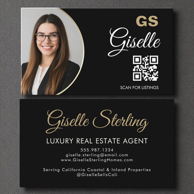Lexury Real Gods Agent Black Guld Photo QR-kod Visitkort (Skapare uppladdad)