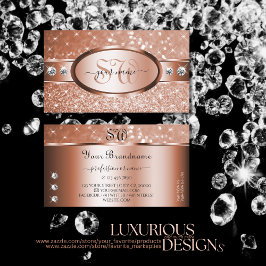 Lexury Ro Guld Glitter Stars Diamonds Monogram Visitkort