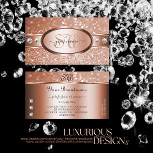 Lexury Ro Guld Glitter Stars Diamonds Monogram Visitkort