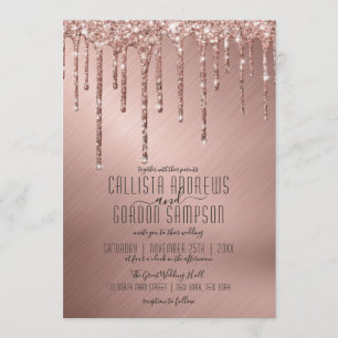 Lexury Sparkly Ro Guld Glitter Drives Bröllop Inbjudningar