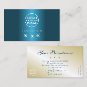 Lexury Teal Guld Beige Sparkling Diamonds Add Logo Visitkort