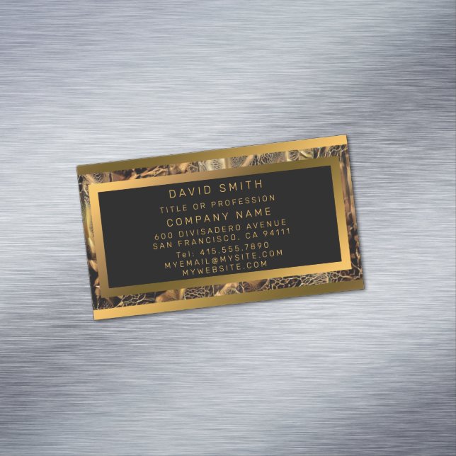 Lexury Unique Wood Guld Magnetiska Visitkort (In Situ)
