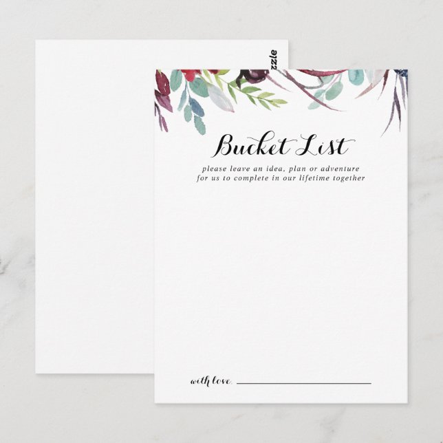 Lexury Whimsical Boho Bröllop Bucket List Cards Vykort (Fram/baksida)