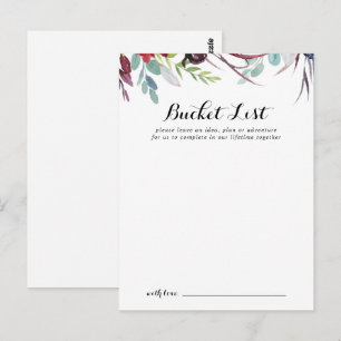 Lexury Whimsical Boho Bröllop Bucket List Cards Vykort