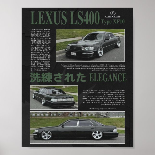 Lexus LS400 XF10 - VIP Stance Elegance Poster (Framsidan)