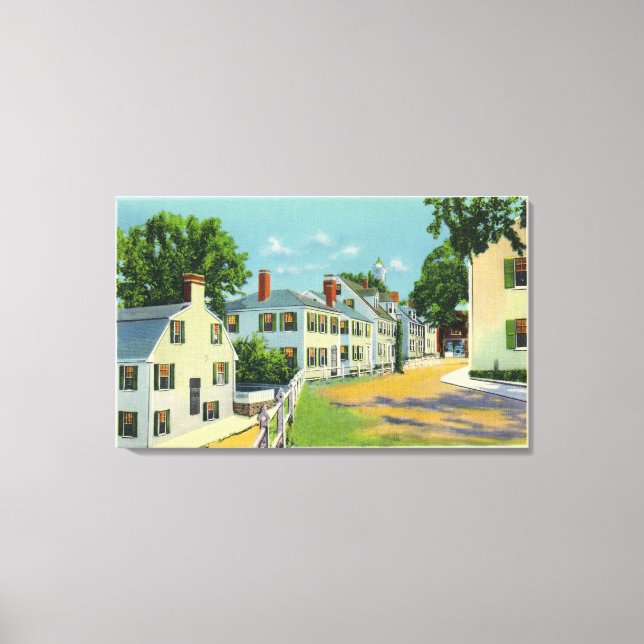 Leyden Street View, First Street i New England Canvastryck (Framsida)
