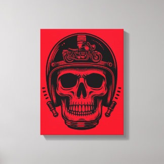 leyenda del cráneo del motociclista vintage canvastryck