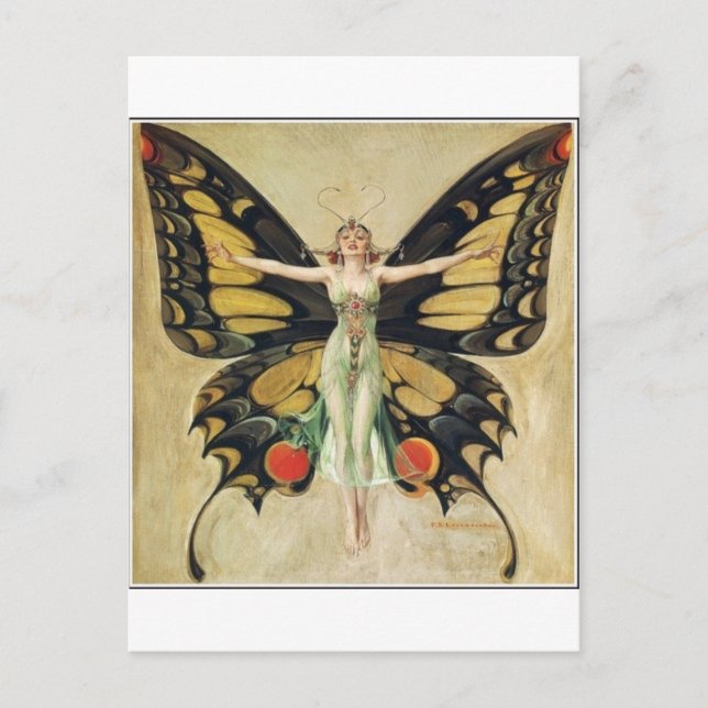 Leyendecker Butterfly Woman Vykort (Framsida)