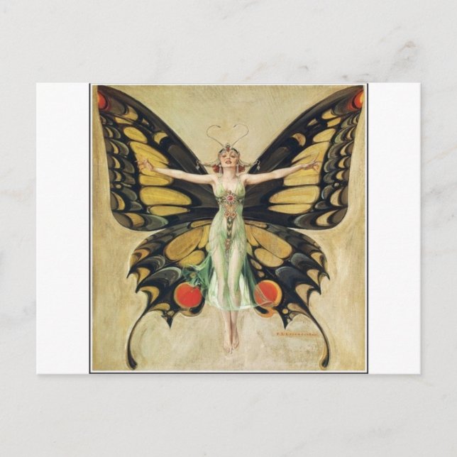 Leyendecker Butterfly Woman Vykort (Framsida)