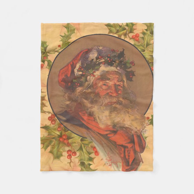 Leyendecker Tomte Antik Viktoriansk Fleecefilt (Framsidan)