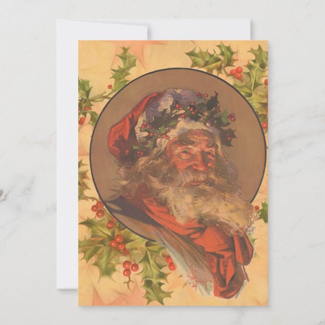 Leyendecker Tomte Antik Viktoriansk Inbjudningar (Baksida)