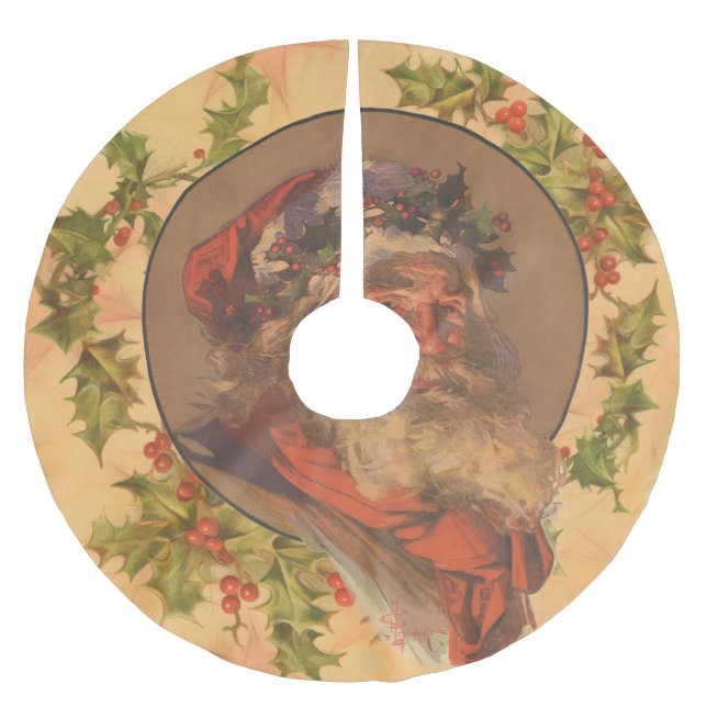 Leyendecker Tomte Antik Viktoriansk Julgransmatta Borstad Polyester (Framsidan)