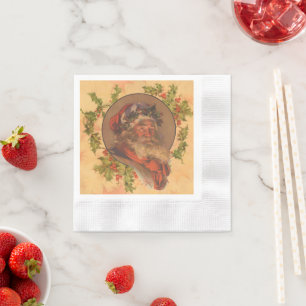 Leyendecker Tomte Antik Viktoriansk Pappersservett