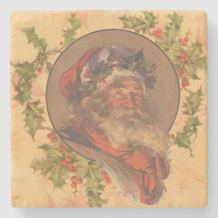 Leyendecker Tomte Antik Viktoriansk Stenunderlägg